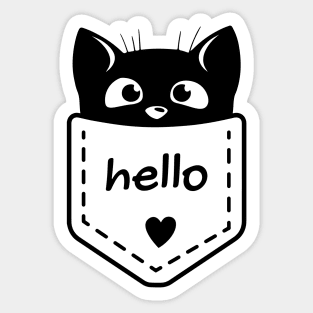 Sweet cute kitten in the pocket saying HELLO / perfect gift for every kid Sticker